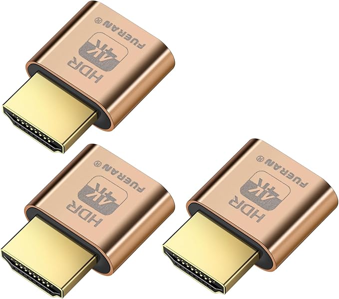 4K HDR HDMI Dummy Plug, Virtual Monitor EDID Emulator, Headless Display Adapter, Supports 4096x2160@60Hz, 3840x2160@60Hz, 1080p@60Hz, HDR Plug & Play for Windows, Mac, Linux(4K- HDR-3P)