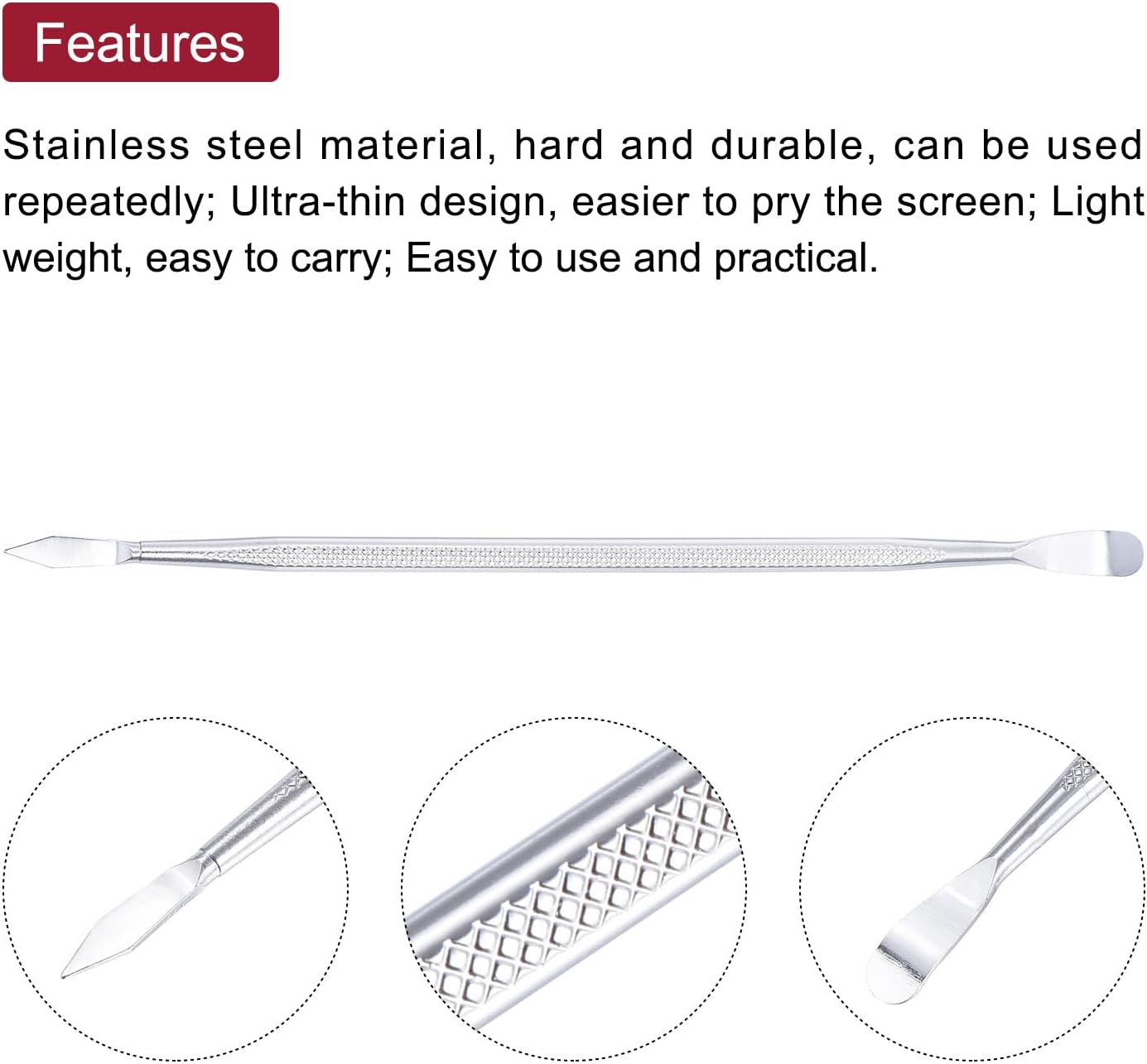 MECCANIXITY 3pcs Metal Spudger Mini Crowbar Flat Head Stainless Steel Pry Bar Tools for Mobile Phone Repair