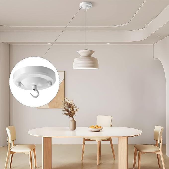 Light Canopy Kit White, 4.1IN Chandelier Canopy with All Mounting Hardware, Celing Hook for Pendant Light, Max Load 22LBS