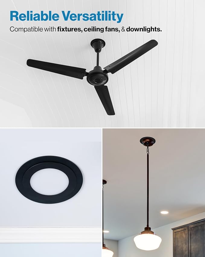 Sunco 12 Pack Goof Rings for 6 Inch Recessed Lights, Flush Mount Black Can Light Trim Ring Cover, Outer Diameter 8.6 Inch, Inner Diameter 6.2 Inch, Paintable Surface, Matte Finish