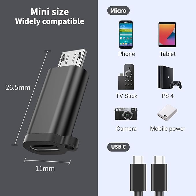 Fidioto Micro USB to USB-C Adapter,Type C Female to USB Micro Male Convert Connector Support Charge & Data Compatible with Samsung Galaxy S6 S7 S7 Edge, Kindle Ps4 and Micro USB Devices(5 Pack)
