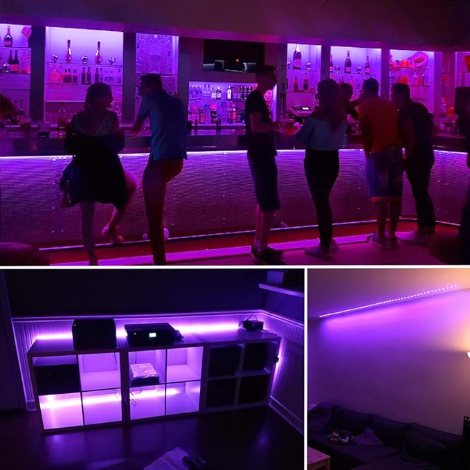 20ft LED Black Light Strip Kit,360 Units,12V Flexible Blacklight Fixtures, 6m LED Ribbon for Indoor Home Bedroom Decoration Fluorescent Dance Party,Non-Waterproof