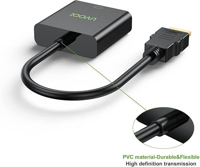 HDMI to VGA Adapter 10 Pack, HDMI to VGA Cable Male to Female Monitor Display Cord 1080P@60Hz for Desktop, Laptop, PC, Projector, HDTV, and More (Not Bidirectional)