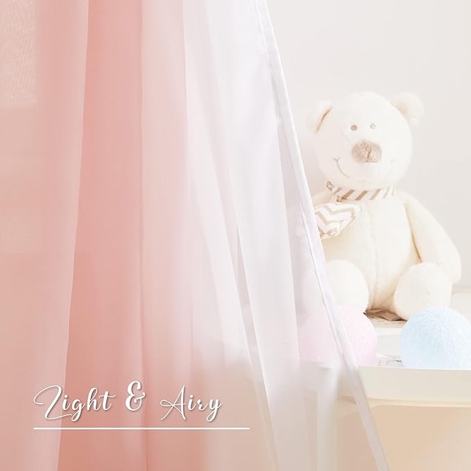 NICETOWN Romantic Wedding Ceremony Arch Decor Scarfs, Pink Ombre Sheer Scarf Curtains Window Valances for Girls Room/Bed Canopy/Birthday Party, 2 Pieces, W60 x L216