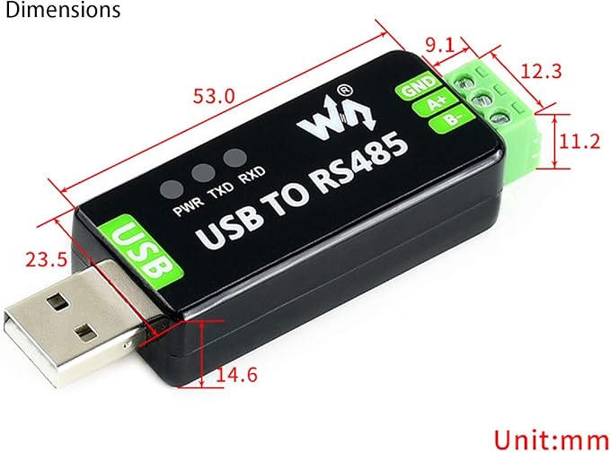 USB to RS485 Converter Industrial Adapter Original FT232RL and SP485EEN Fast Communication Embedded Protection Circuits Resettable Fuse ESD Protection