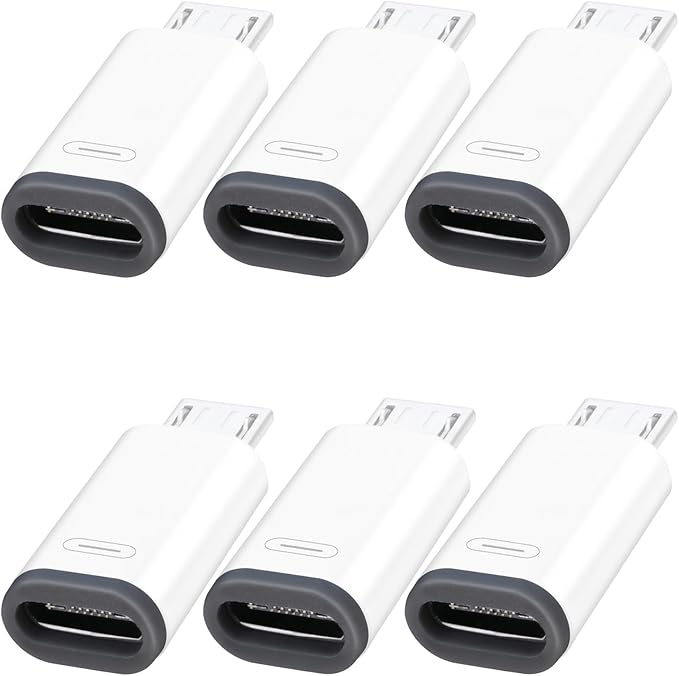 6 Pack Micro USB to USB-C Adapter, Type C Female to Micro USB Male Converter Connector, Supports Charging and Data Synchronization, Compatible with Samsung Galaxy S7/S7 Edge, Nexus 5/6