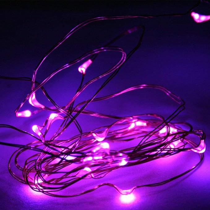 16 Packs Fairy Lights Battery Operated(Batteries Included),10.2FT 30LEDs Copper Wire Firefly Lights,Mini Starry String Lights for Mason Jars Wedding Party DIY gift Christmas Decor (Purple Fairy Light)