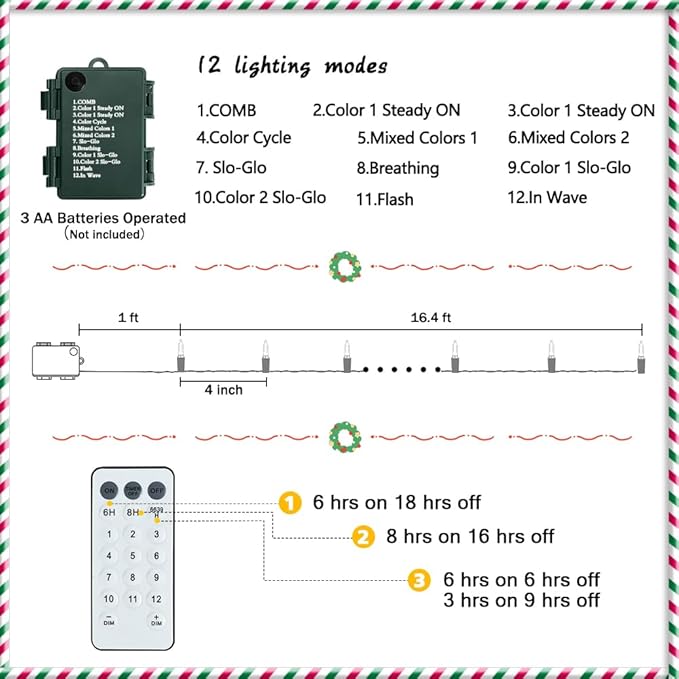 Battery Christmas Lights 2 Pack, 17ft 50 LED Dual Color Changing Mini String Light with 3 Auto-Timer Options and 12 Lighting Modes Waterproof Tree Lights (Warm White & Multicolor, 50 LEDs x 2 Pack)