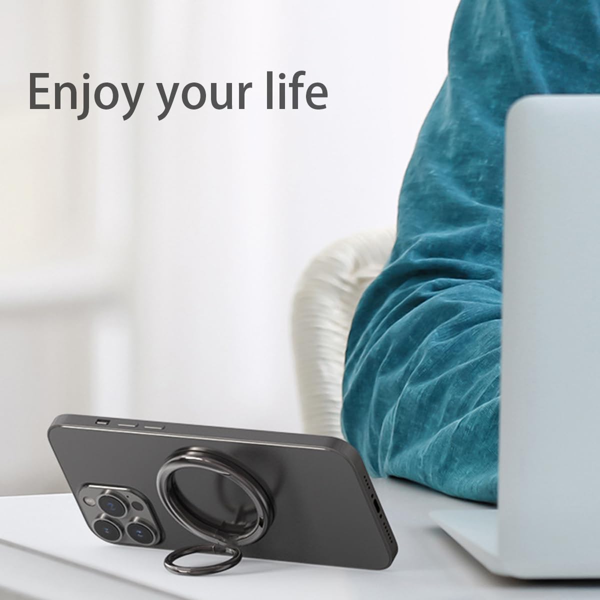Magnetic Cell Phone Ring for MagSafe, Adjustable Kickstand Phone Grip for iPhone 14/13/12 (Plus, Pro Max)