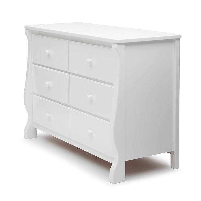 Delta Children Universal 6 Drawer Dresser with Interlocking Drawers - Greenguard Gold Certified, White