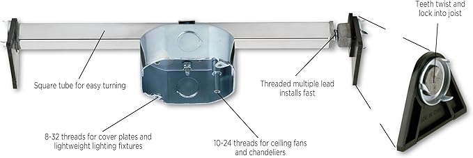 Westinghouse 0110000 Saf-T-Brace for Ceiling Fans, 3 Teeth, Twist and Lock,Silver(Pack of 1)