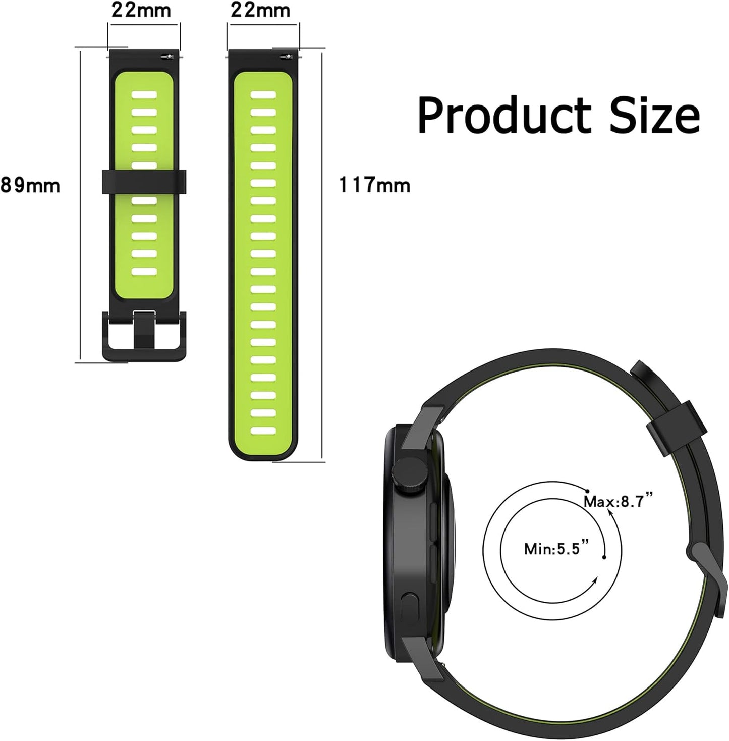 FitTurn Wrist Strap for EIGIIS Smart Watch Bands, Replacement Wristband for K22/K27/K55/K56 Models
