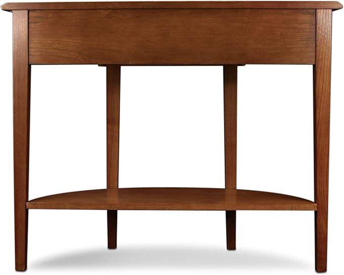 Salem Demilune Solid Wood Console Table with Drawer and Shelf, Medium Oak Brown, Perfect for Entryways, Hallways, and Living Rooms – Leick Home, 9036-MED