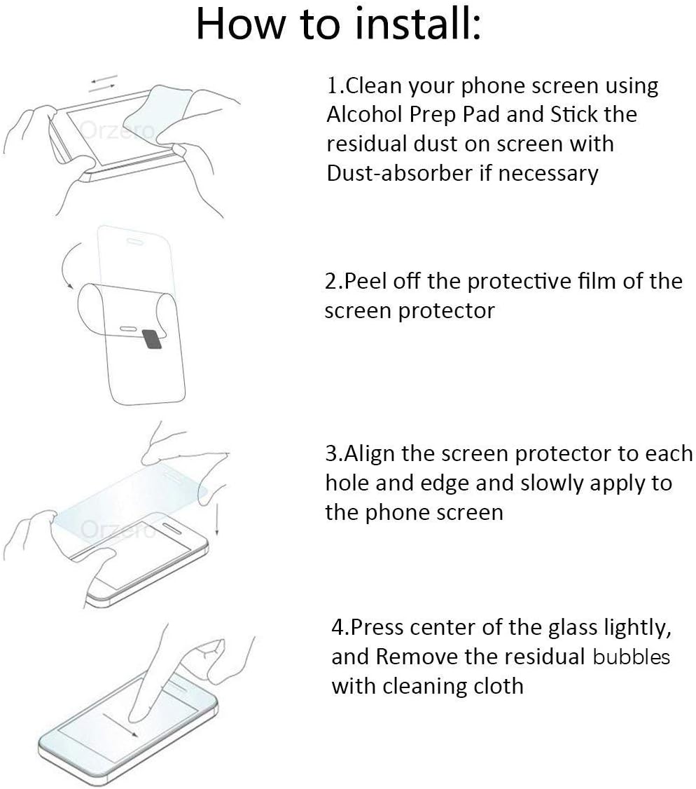 Orzero 3 Pack Tempered Glass Screen Protector for Cricket Outlast/AT&T Jetmore, HD Anti-Scratch, Bubble-Free, Precise