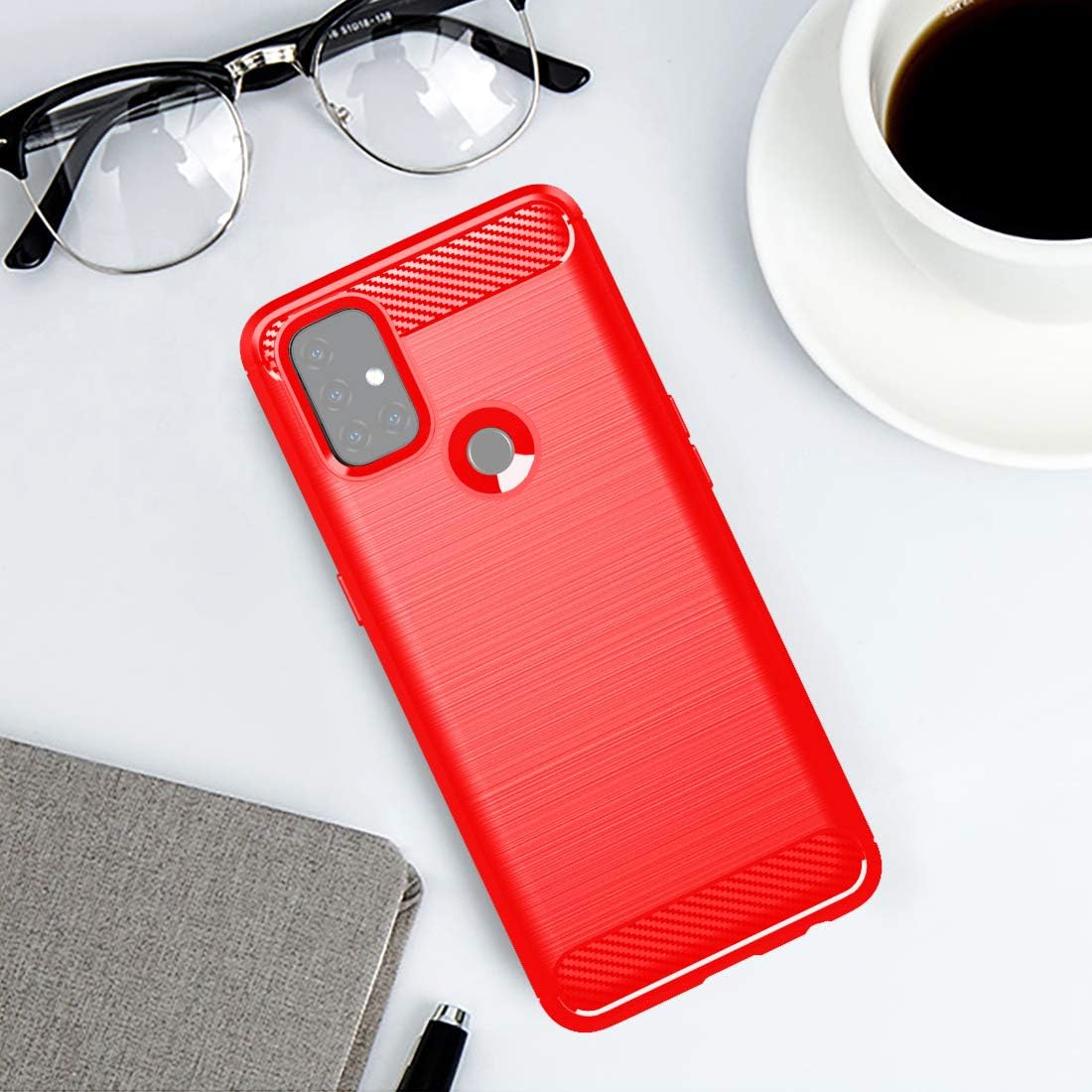 Osophter Flexible TPU Case for Oneplus Nord N10, Shock-Absorption Protective Cover, Red