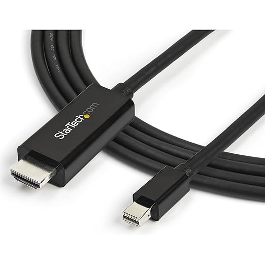 StarTech.com Mini DisplayPort to HDMI Adapter Cable - mDP to HDMI Adapter with Built-in Cable - Black - 3 m (10 ft.) - Ultra HD 4K 30Hz