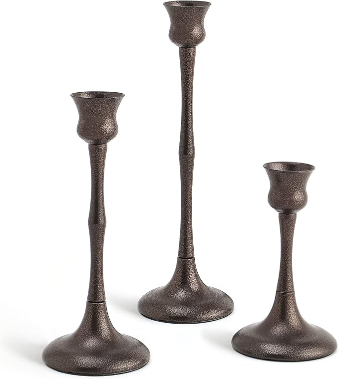 Candle Stick Candle Holder Set of 3 Metal Candlestick Holders Candle Stand Taper Candle Holders for Table Centerpiece Fireplace Mantle Decor, Ideal Gift for Wedding Thanksgiving Christmas Housewarming