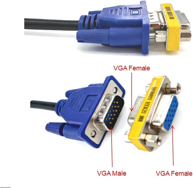 VGA Female to Female Adapter (2 Pack), VGA Coupler Extender for Monitor Cable Extension, HD15 Gender Changer Connector for Computer, Projector, Laptop, KVM Switch, 1080P Supported