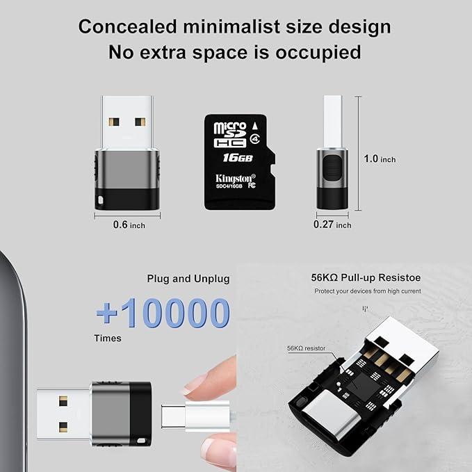 USB C Female to USB Male Adapter 6 Pack,USB to USBC Adapter,A to C Charger Converter,USB OTG Adaptor for iPhone 16 15 14,MacBook,Laptop,PC,Tablet,Phones(Grey)