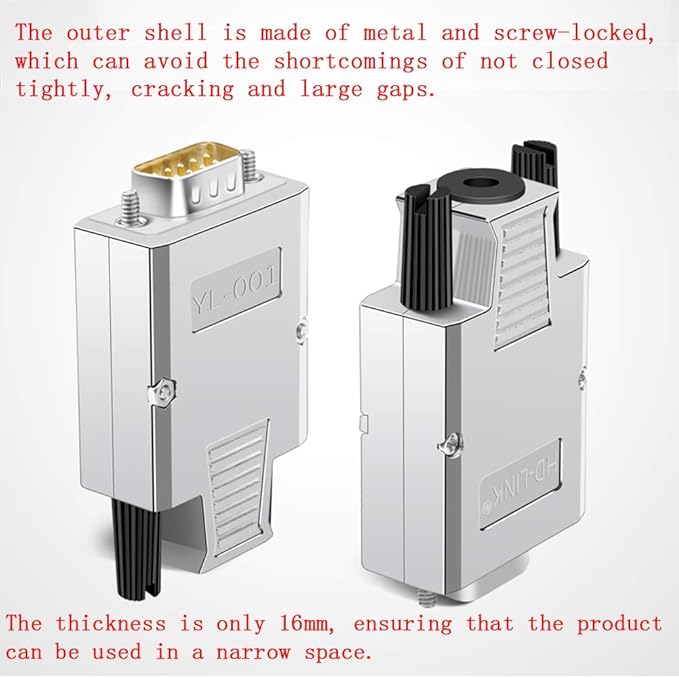 2PCS DB9 Breakout Connector, Solderless Metal Shell RS232 D-SUB Serial to 9-Pin Port Terminal Female Adapter Connector Breakout Board with Case