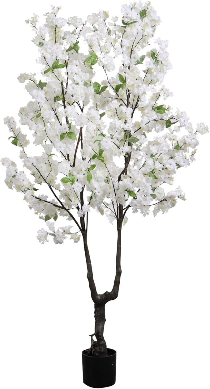 Faux Cherry Blossom Tree Artificial White Flowering Trees Fake Cherry Blossom Decorative Tree 6FT Indoor Japanese Decor for Home