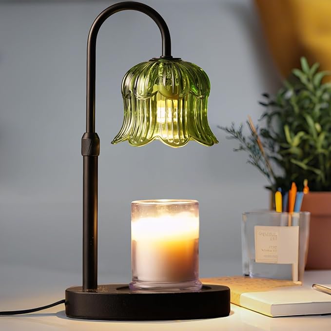Candle Warmer Lamp with Timer: Heater Lamp for Scented Wax Elegant Home Decor Modern Home Decor Table Lights Green