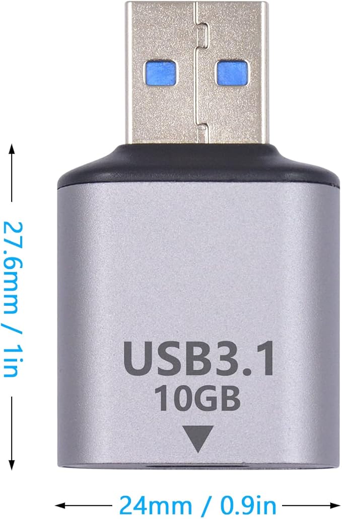 Poyiccot 10Gbps USB C to USB Adapter 3.1 Gen 2, (1-Pack) USB C Female to USB Male Adapter Double-Sided SuperSpeed Data Sync & ChargingOTG Converter Connector for Laptop, PC, Power Bank