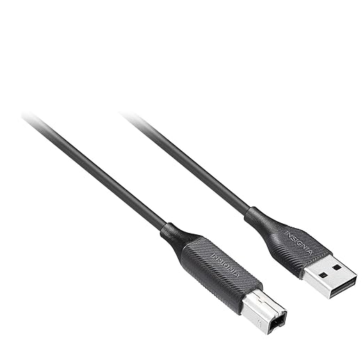 INSIGNIA USB Cables, 20Gbps High-Speed Charging & Data Sync, Braided Nylon, Compatible with MacBook, Laptop, iPhone, iPad, Android (6 ft (Black), USB to USB-B Printer Cable)