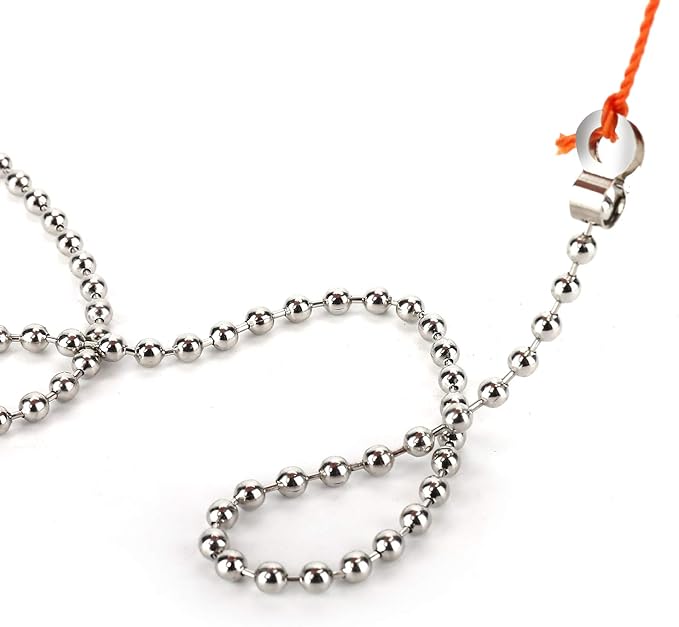 200 Inch Ceiling Fan Pull Chain, (Upgrade Rust Proof) 3.2mm Beaded Pull Chains Extension, Light Chain Pulls Extenders Great Pulling Force Stainless Steel with 24 Matching Connectors 2 Styles, By PSISO