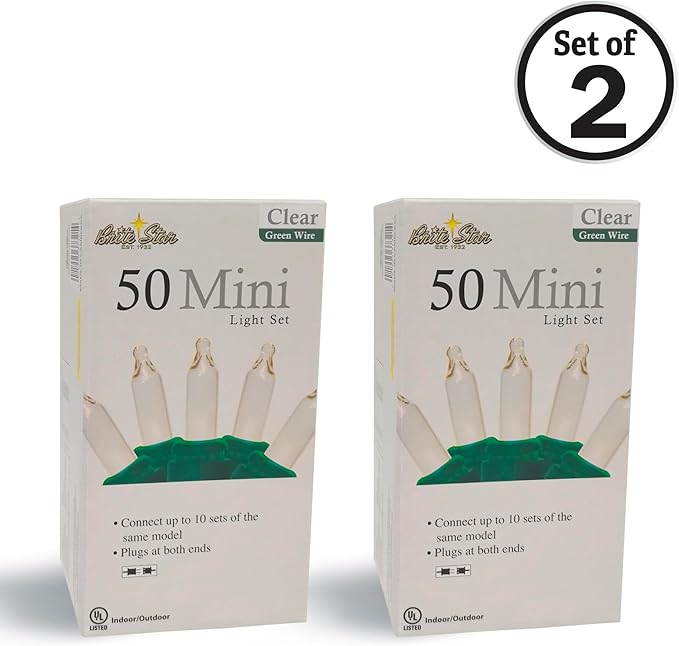 Brite Star 50 Lt String to String Lights, Clear (Set of 2)