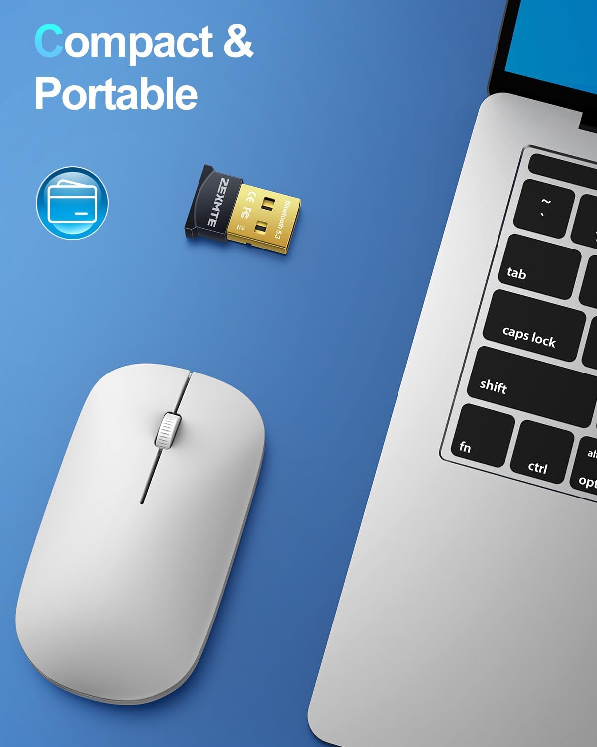 ZEXMTE USB Bluetooth Adapter for PC, 5.3 Bluetooth Dongle Receiver, Plug and Play for Desktop, Laptop, Windows