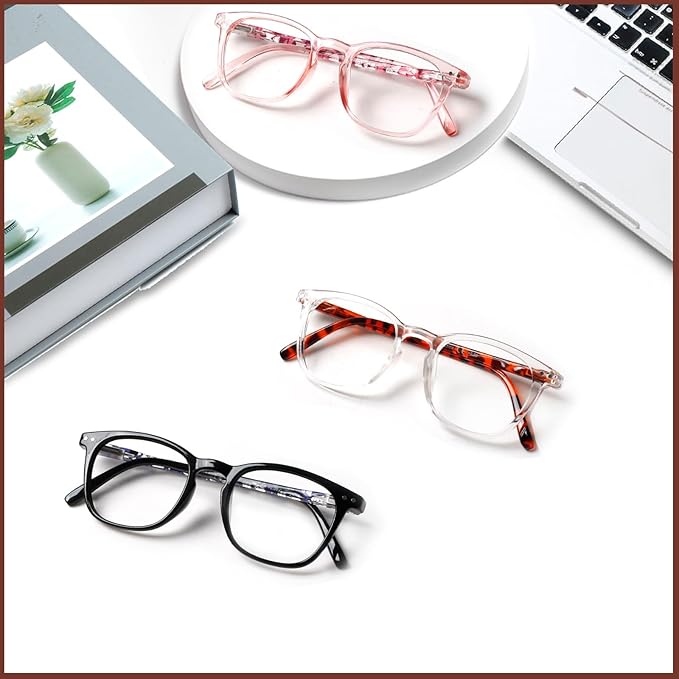 Henotin 3-Pack Blue Light Blocking Reading Glasses,Spring Hinge Computer Readers for Men Women,Anti UV Ray Filter Eyeglasses (Mixed Color-2, 0.50, Diopters)