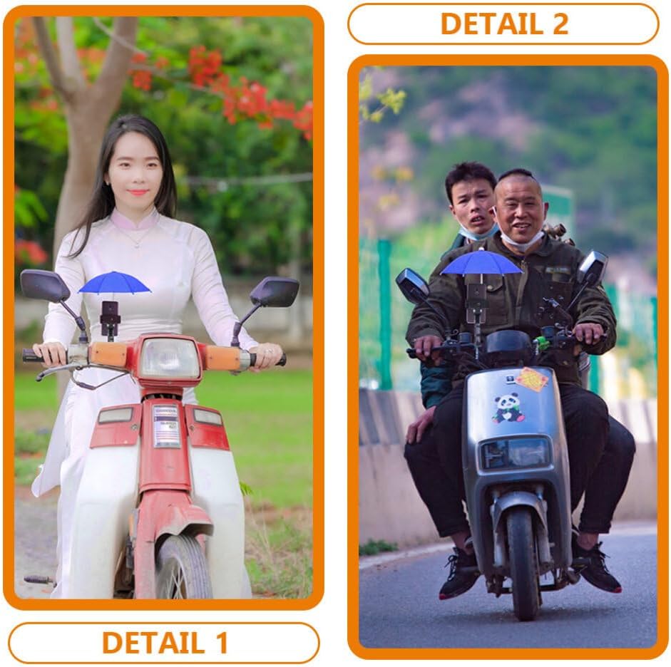 Healvian 2pcs Mini Phone Umbrella Shade, Cute Phone Rain Shield & Sunshade Holder for Cellphone, Car, Motor, Bicycle