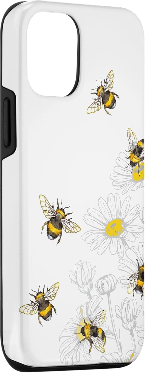 iPhone 15 Bumble Bee - Honey Bees Bee Lover Daisy Flower White Case