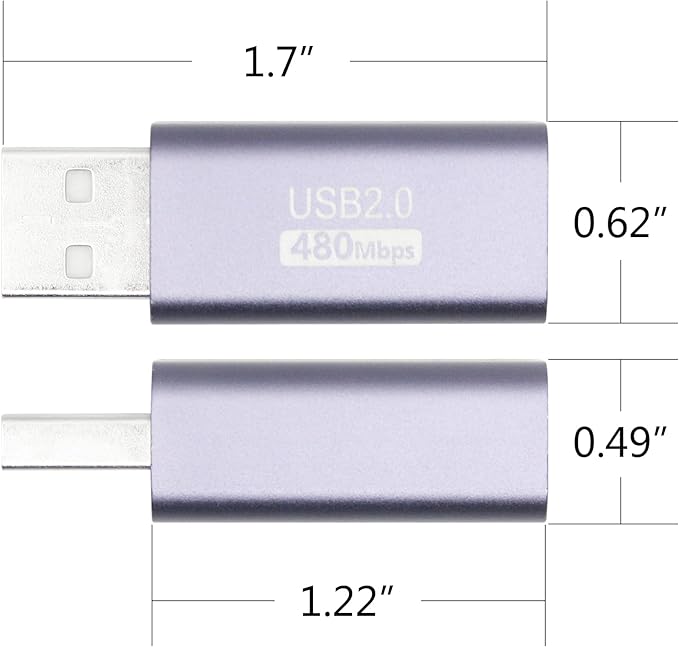4Pcs USB 2.0 B Type Connector Adapter, USB A Male to USB B (MIDI) Female Power and Data Extension Adapter, Aluminum Alloy Housing, for Electronic Piano, Printer, Scanner etc.