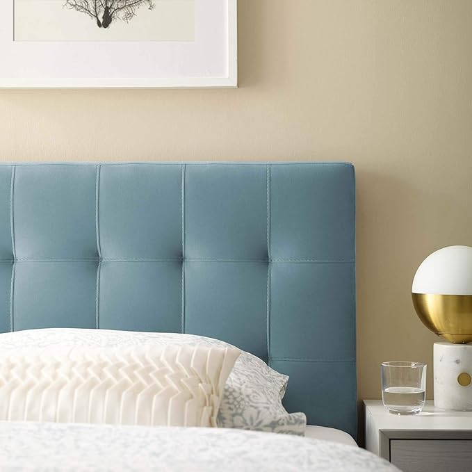 Modway Lily Biscuit Tufted Twin Performance Velvet Headboard, Light Blue