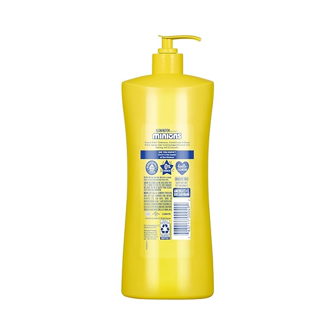 Suave Kids Minions 3-In-1 Shampoo, Conditioner, and Body Wash, For Tear-Free and Gentle Cleansing, 28 oz(Pack of 4)