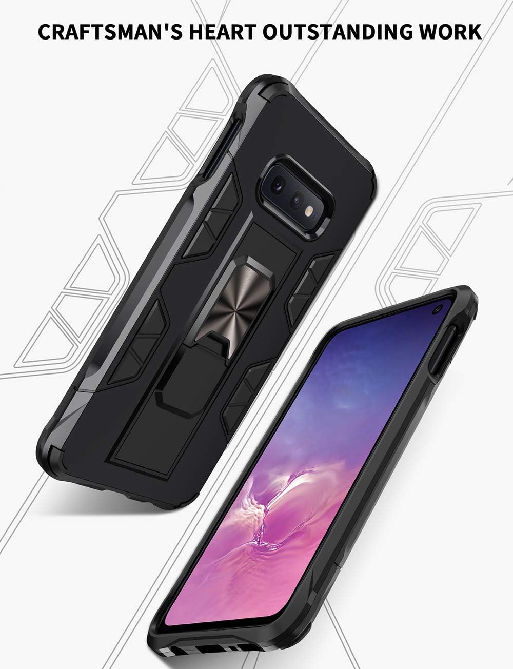 Military Grade Case for Samsung Galaxy Note 8, Built-in Kickstand, Heavy Duty Shockproof Cover, Silver