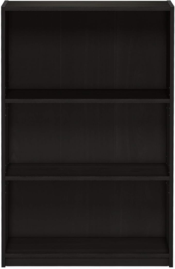 Furinno JAYA Book Shelf, 3-Tier Bookshelf, Bookcase with Adjustable Shelves, 9.5 x 24.5 x 40.3, for Living Room, Bedroom, Home Office, Espresso