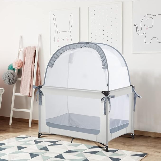 Pack N Play Tent, Baby Pop Up Crib Tent to Keep Baby in, Crib Net for Pack and Plays, Mini Cribs & Play Yards (39.6" L x 27.6" W x 49.2" H)