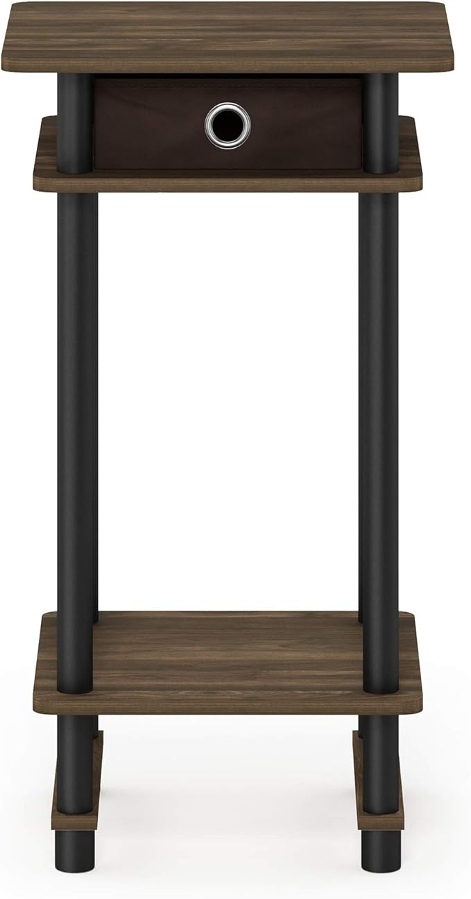 Furinno Turn-N-Tube Tall End Table, Columbia Walnut/Black/Dark Brown