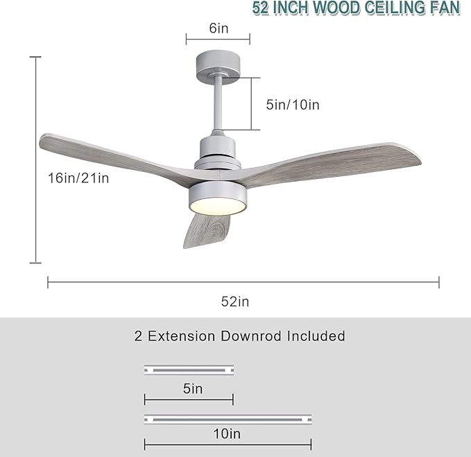 Sofucor Low Profile Ceiling Fan with Lights Remote Control 52 Inch Flush Mount Ceiling Fan Modern Wood Blade Fan for Bedroom Living Room Indoor Outdoor Farmhouse Patio, Noiseless DC Motor