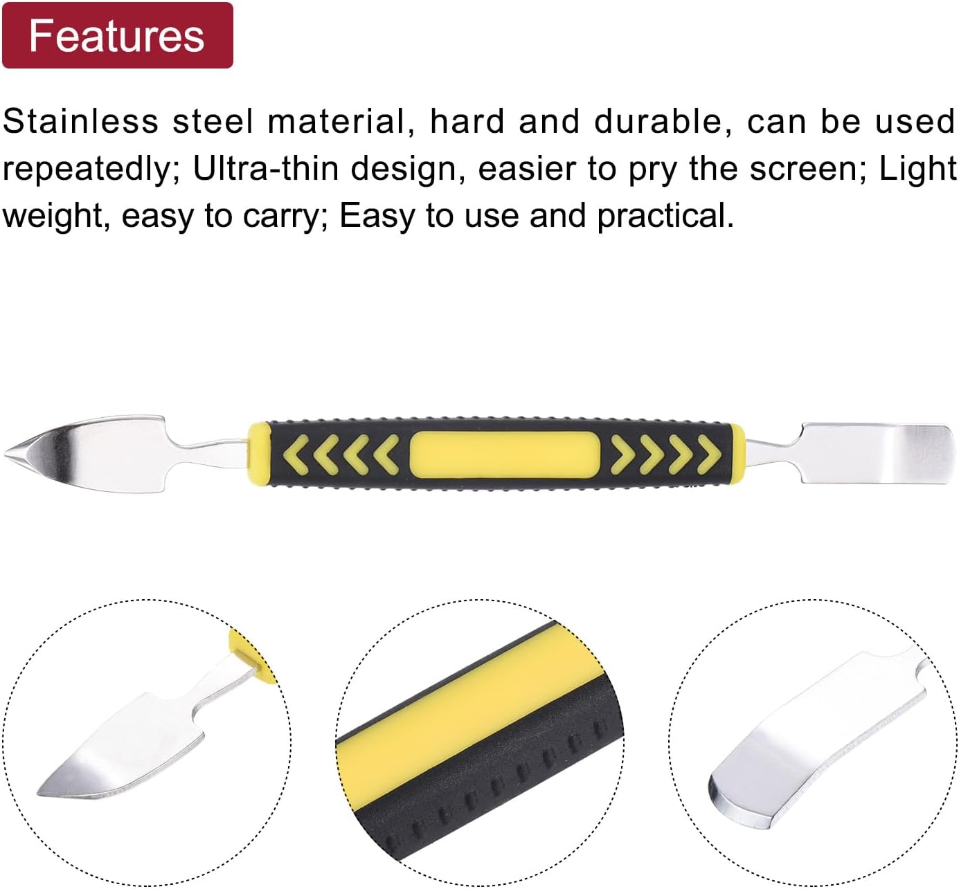 MECCANIXITY 3pcs Small Metal Crowbar Double Head Spudger Pry Bar Tools for Mobile Phone Repair