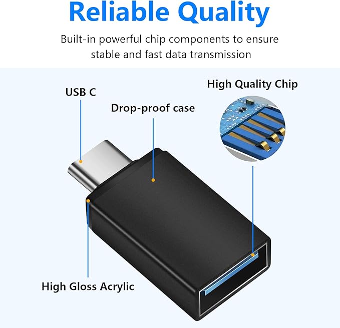 10 Pack USB C to USB3.0 Adapter, Type C Male to USB Female Adapter for Smartphone, PC, Laptop, Tablet, Keyboard