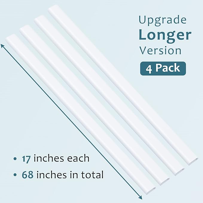 Cable Hider Raceway Kit, 68in (4X L17in) Wire Hiders for TV on Wall, Paintable Cord Cover Channel, Cord Hider for Wall Mounted TV in Home Office, 0.95in (W) x 0.47in (H), White