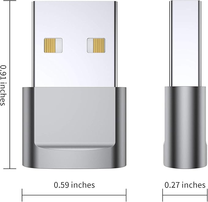 USB C Female to USB Male Adapter (4-Pack), Type C to USB A Charger Converter for iPhone 17 16 15 14 13 12 11 Pro Max, Samsung Galaxy S25 S24 S23 S22 Ultra, Apple iWatch Watch Series 7 8, AirPods,iPad