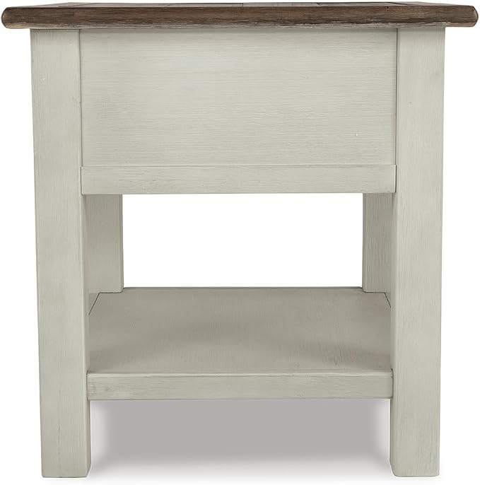 Signature Design by Ashley Bolanburg Farmhouse Square Two Tone End Table, Antique Cream