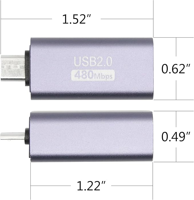 USB 2.0 B Type Connector Adapter, Micro USB Male to USB B (MIDI) Female Power and Data Extension Adapter, Aluminum Alloy Housing, for Electronic Piano, Printer, Scanner etc, 2Pcs