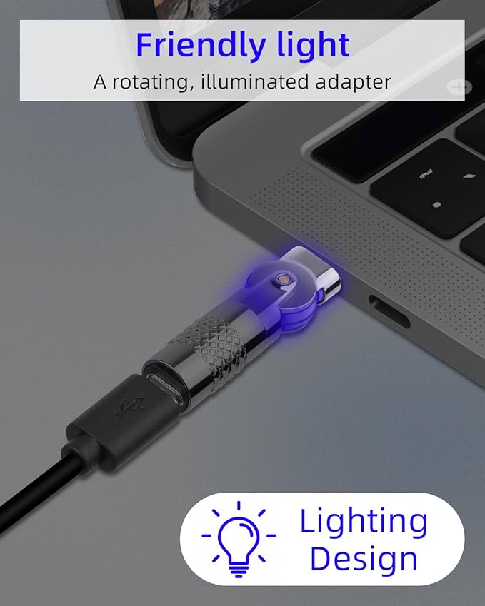 RIIEYOCA USB C Female to Micro USB Male 180 Degree Rotating Connector,Type C to Micro USB 90 Degree Right Angle Adapter,Fast Charger,Data Transfer,5V 3A 480Mpbs for Mobile Phones,Computers,etc(2-Pack)