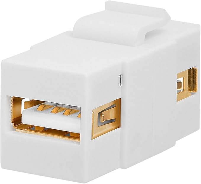 Cmple - USB 2.0 Keystone Jack A Female to A Female Coupler Extension Keystone Jack Adapter Flush Type, USB Type-A to USB Type-A Female Adapter - White